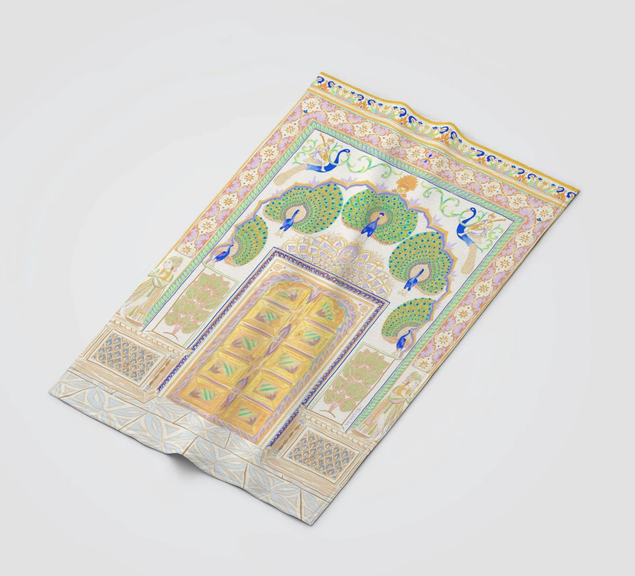 Peacock Gate - Jaipur India, colourful Architecture Doorway fleece blanket by This Wild Soul - Illustration