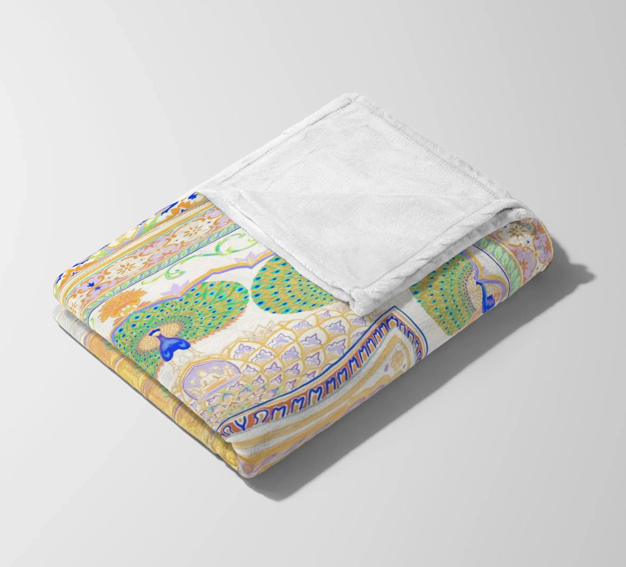 Peacock Gate - Jaipur India, colourful Architecture Doorway fleece blanket by This Wild Soul - Illustration