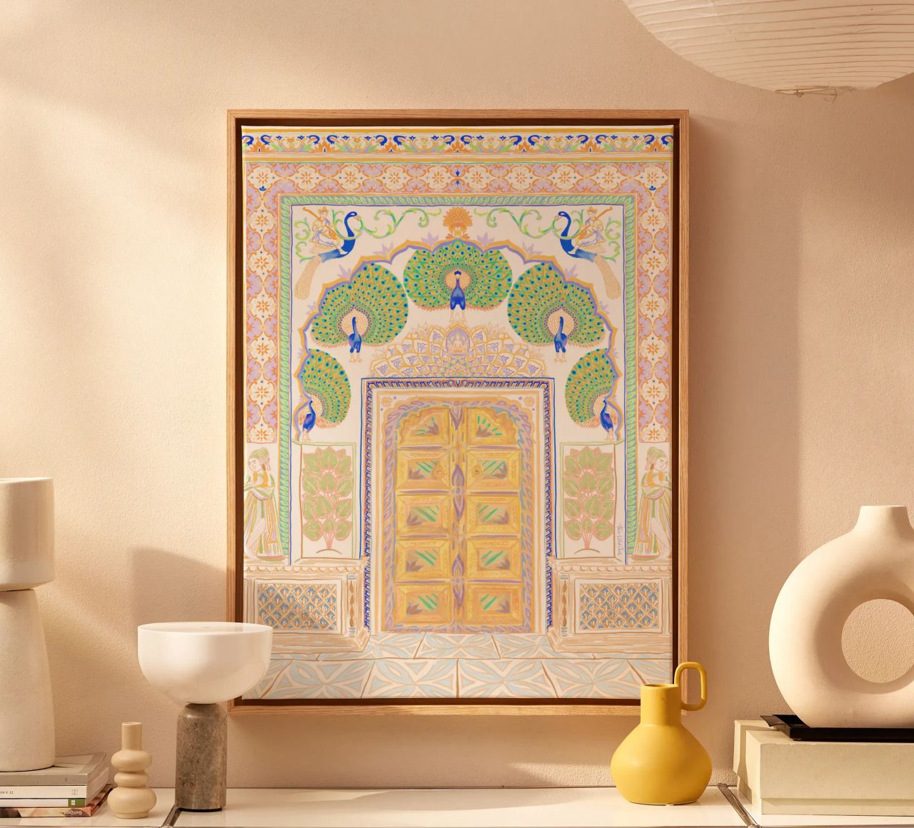 Peacock Gate - Jaipur India, colourful Architecture Doorway canvas by This Wild Soul - Illustration