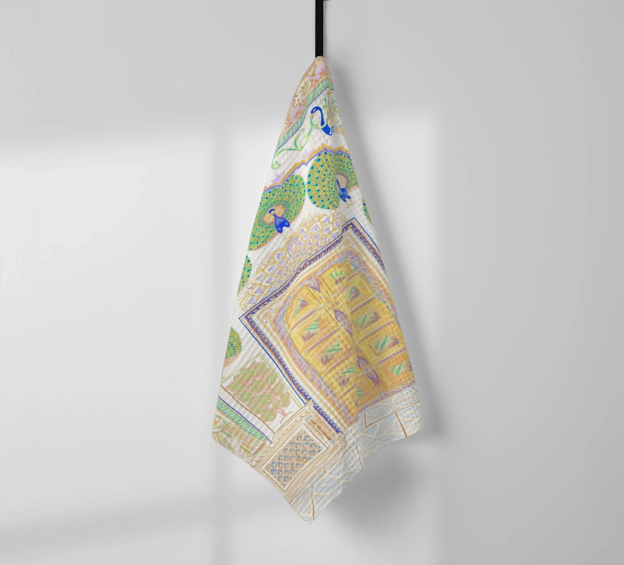 Peacock Gate - Jaipur India, colourful Architecture Doorway tea towel by This Wild Soul - Illustration