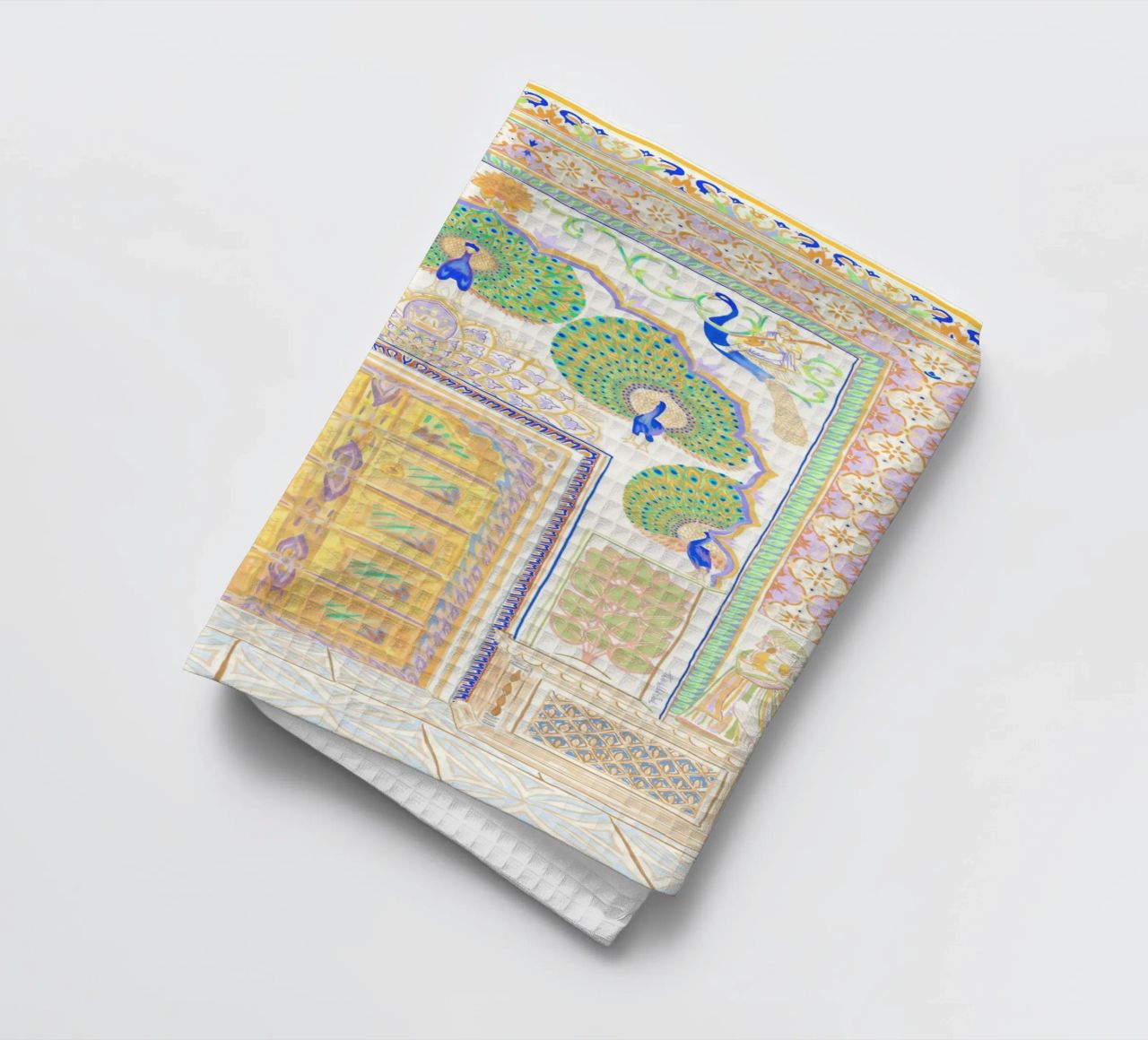 Peacock Gate - Jaipur India, colourful Architecture Doorway tea towel by This Wild Soul - Illustration