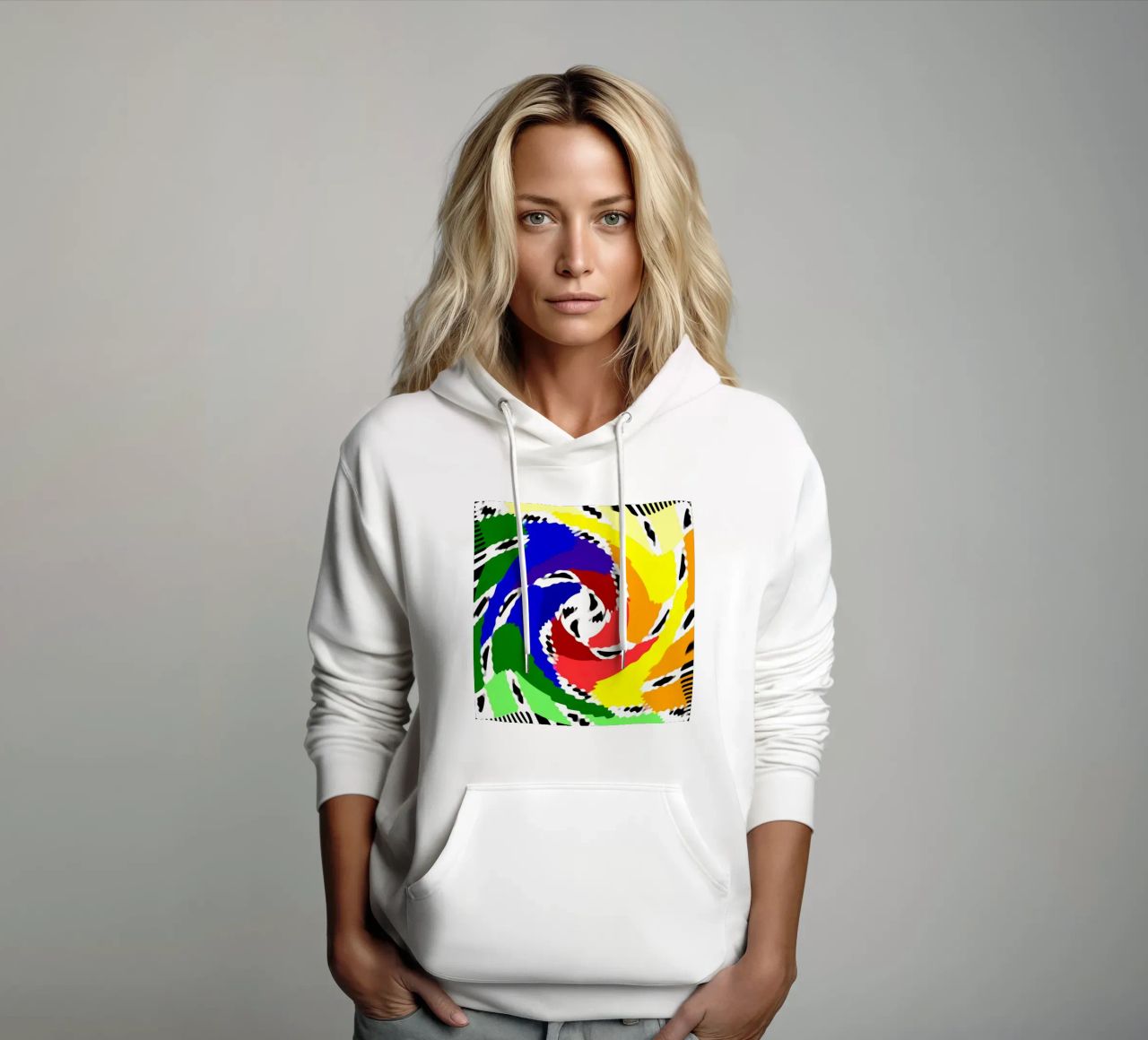 Superfici ondulate + deformate, illusione ottica di una spirale felpa con cappuccio da Gürsel Yesil Digital Art