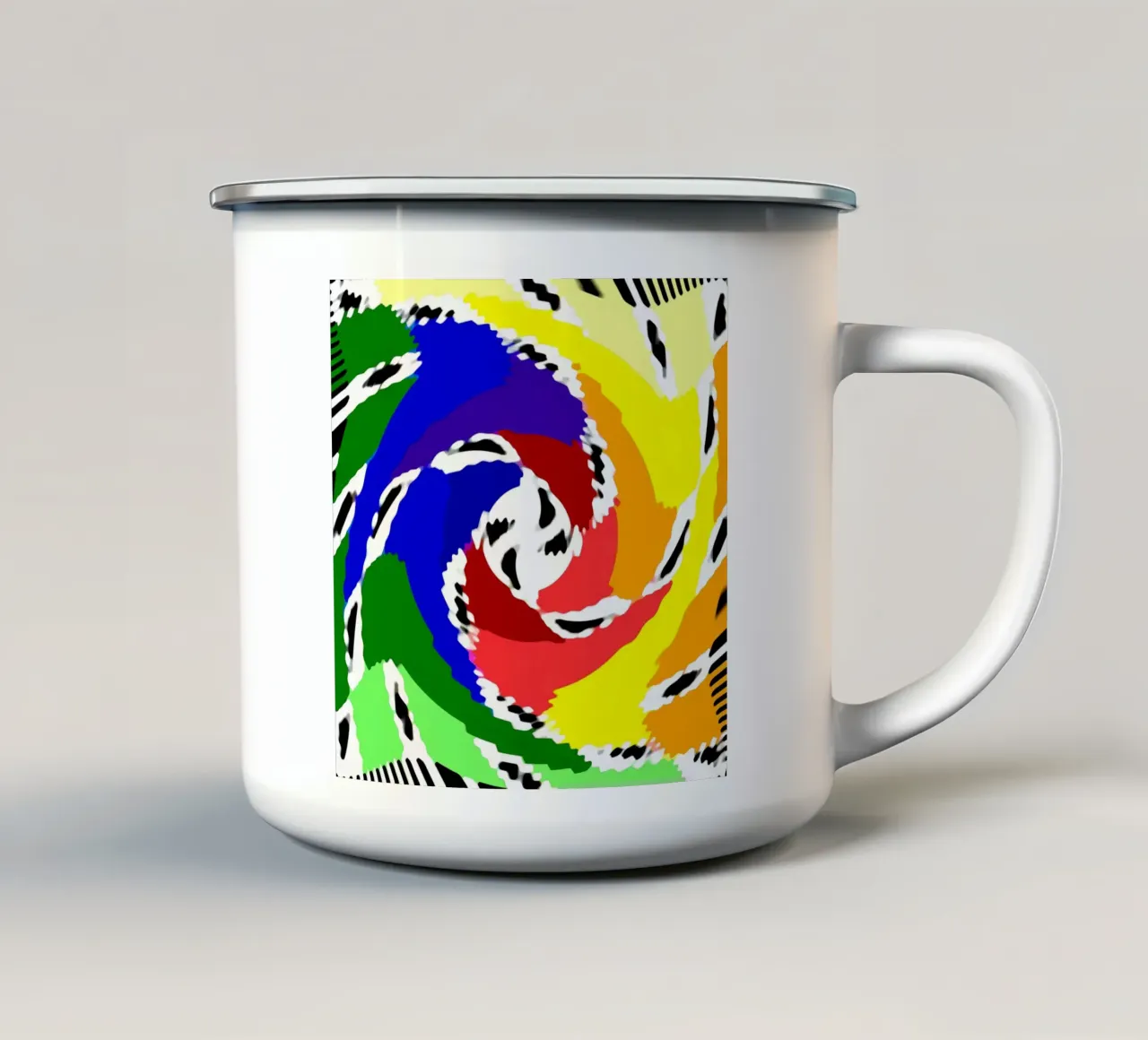Superficies onduladas + deformadas, ilusión óptica de una espiral taza de esmalte de Gürsel Yesil Digital Art