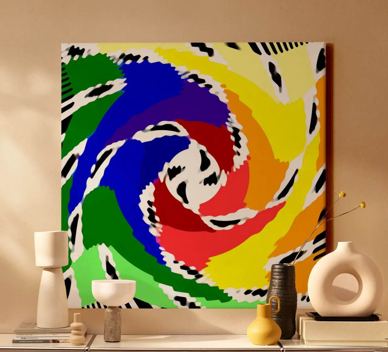 Flächen gewellt + verformt, optische Illusion einer Spirale Leinwand von Gürsel Yesil Digital Art
