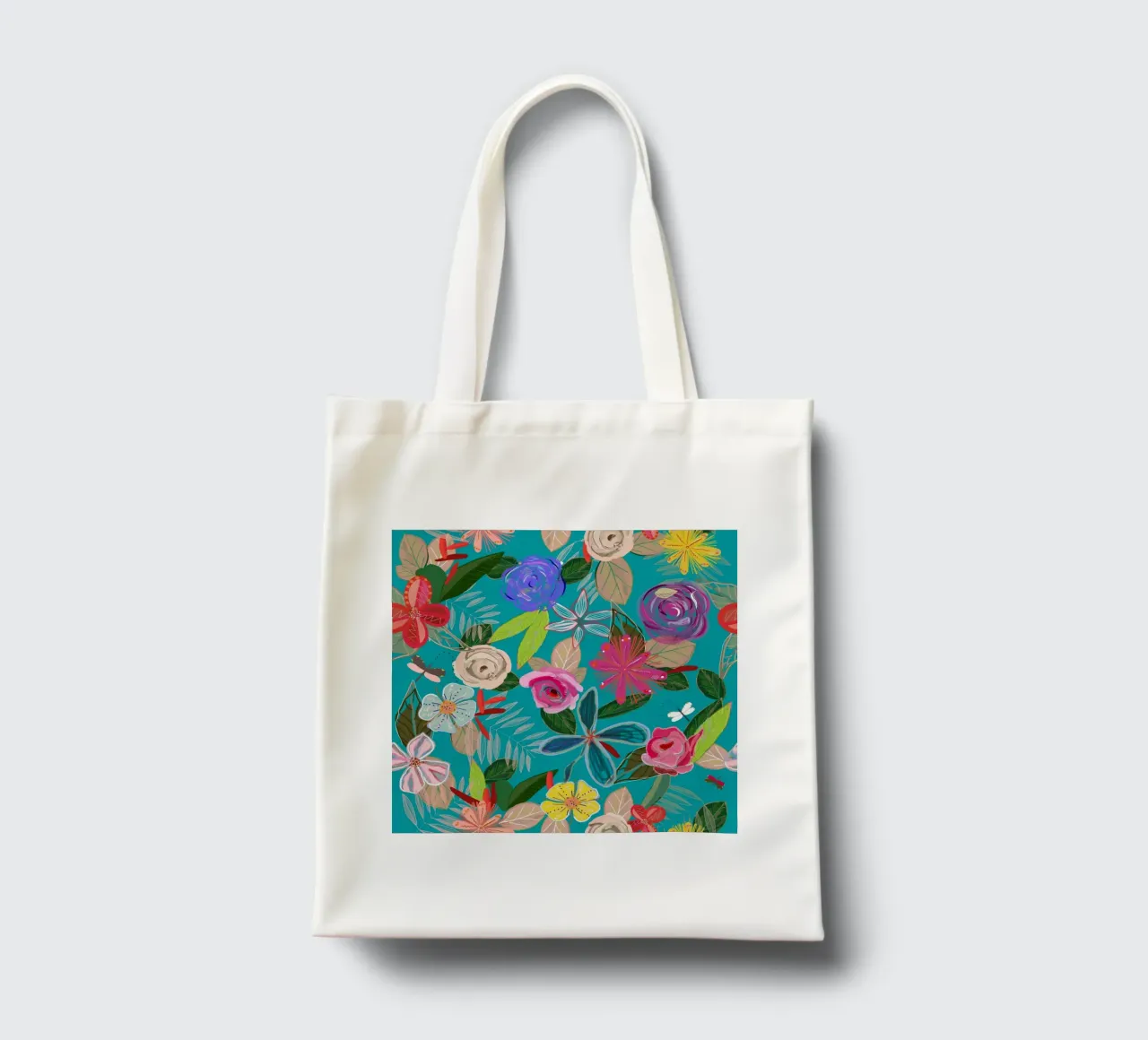 Fiori botanici dai colori vivaci borsa in juta da gulsengunel