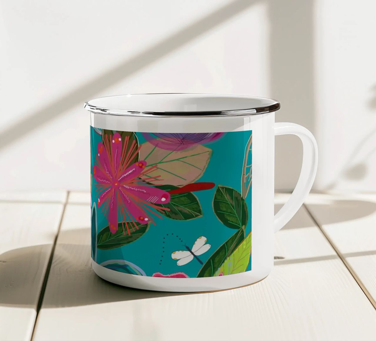 Fiori botanici dai colori vivaci tazza in smalto da gulsengunel