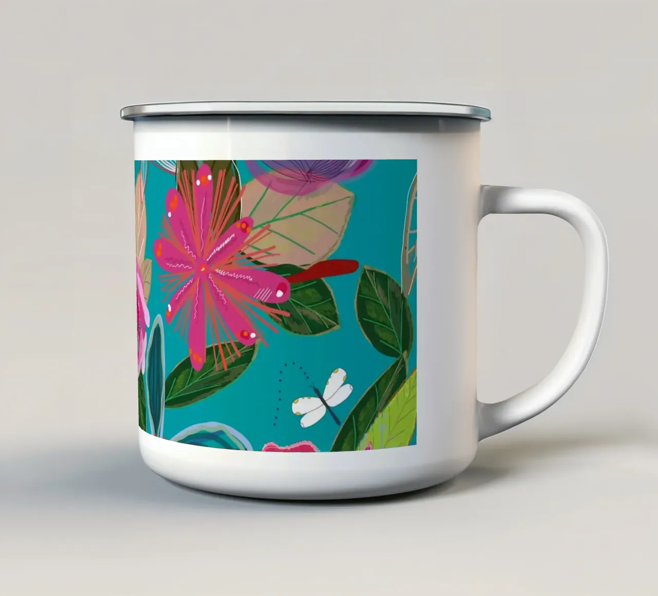 Fiori botanici dai colori vivaci tazza in smalto da gulsengunel