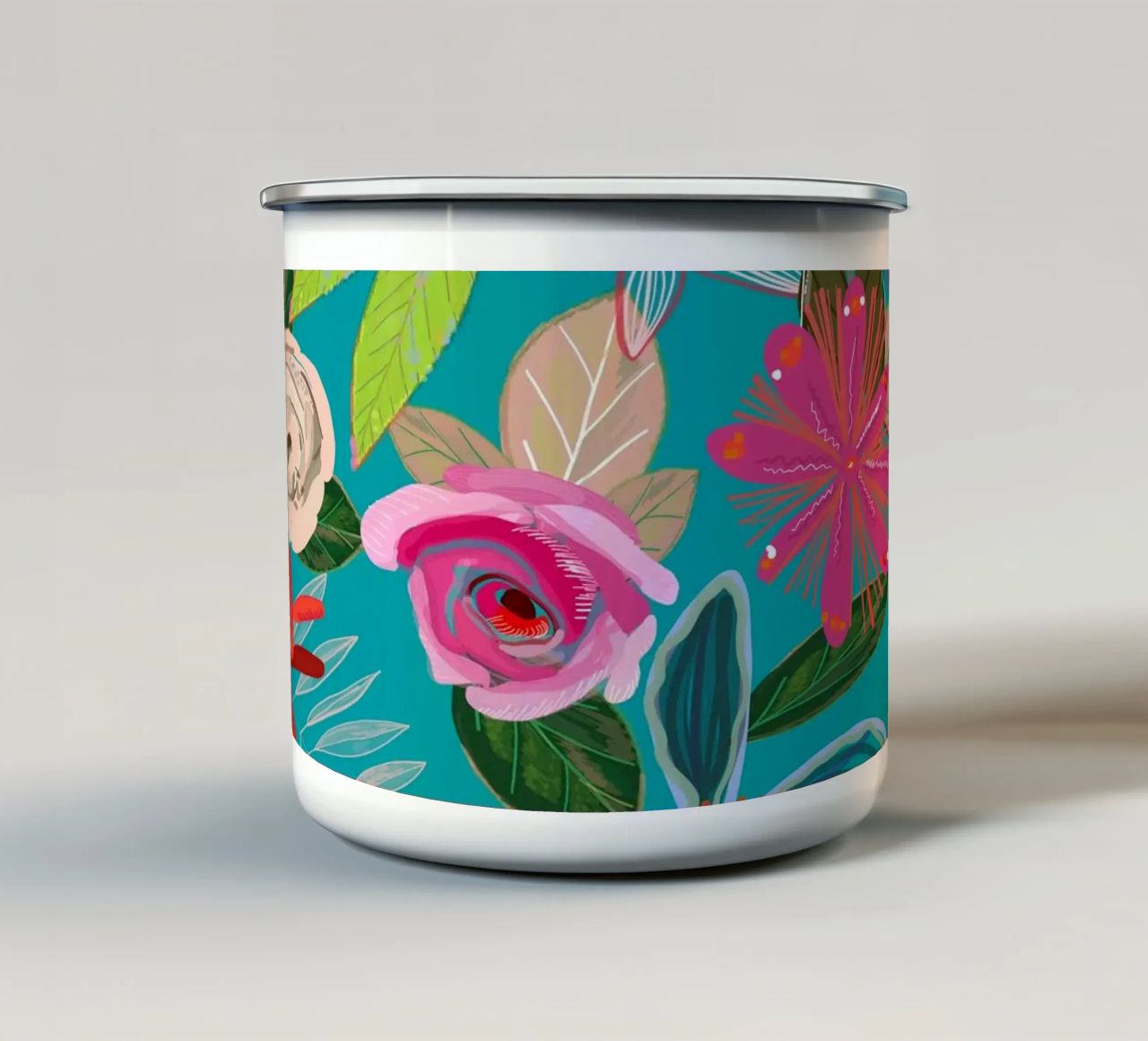 Fiori botanici dai colori vivaci tazza in smalto da gulsengunel