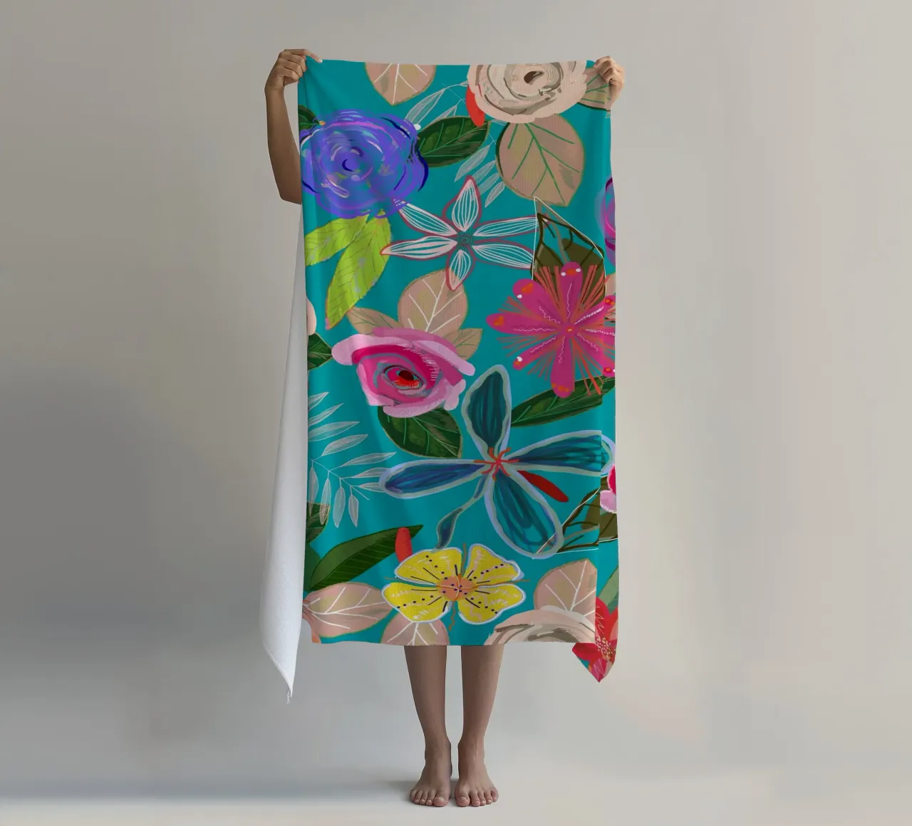 Fiori botanici dai colori vivaci telo mare da gulsengunel