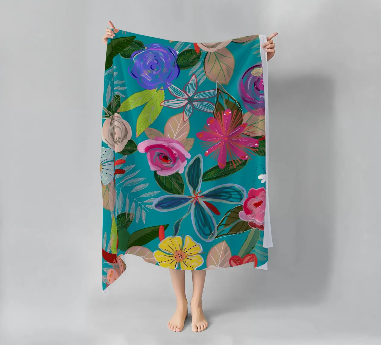 Fiori botanici dai colori vivaci telo mare da gulsengunel