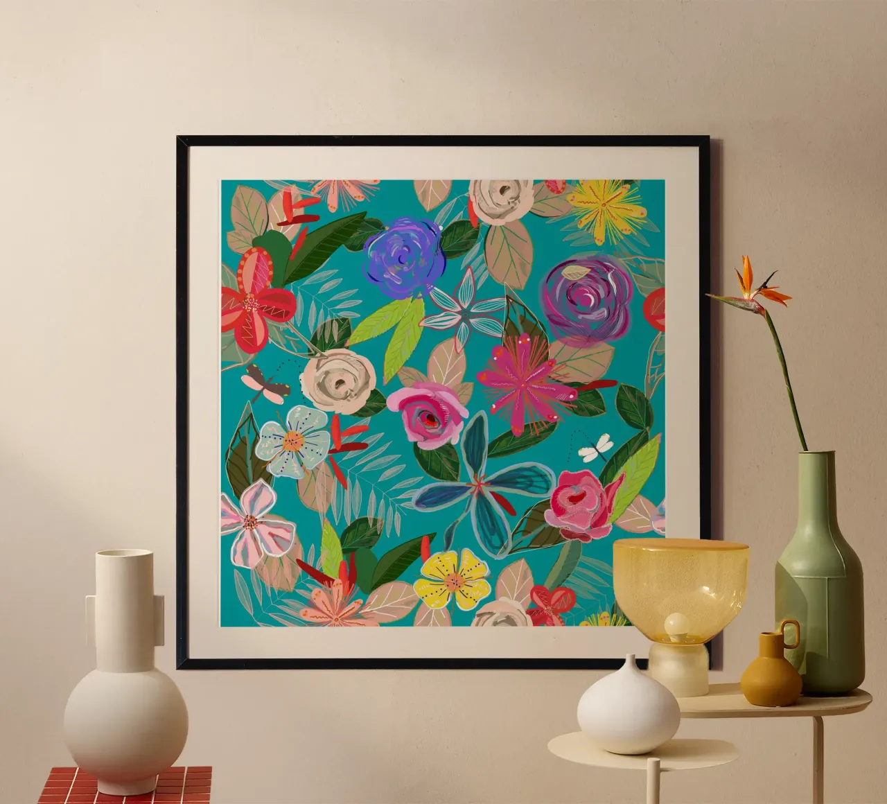 Fiori botanici dai colori vivaci carta hahnemühle da gulsengunel