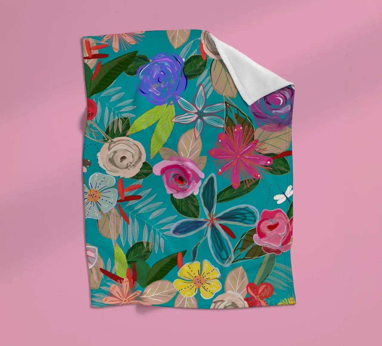 Fiori botanici dai colori vivaci coperta in pile da gulsengunel