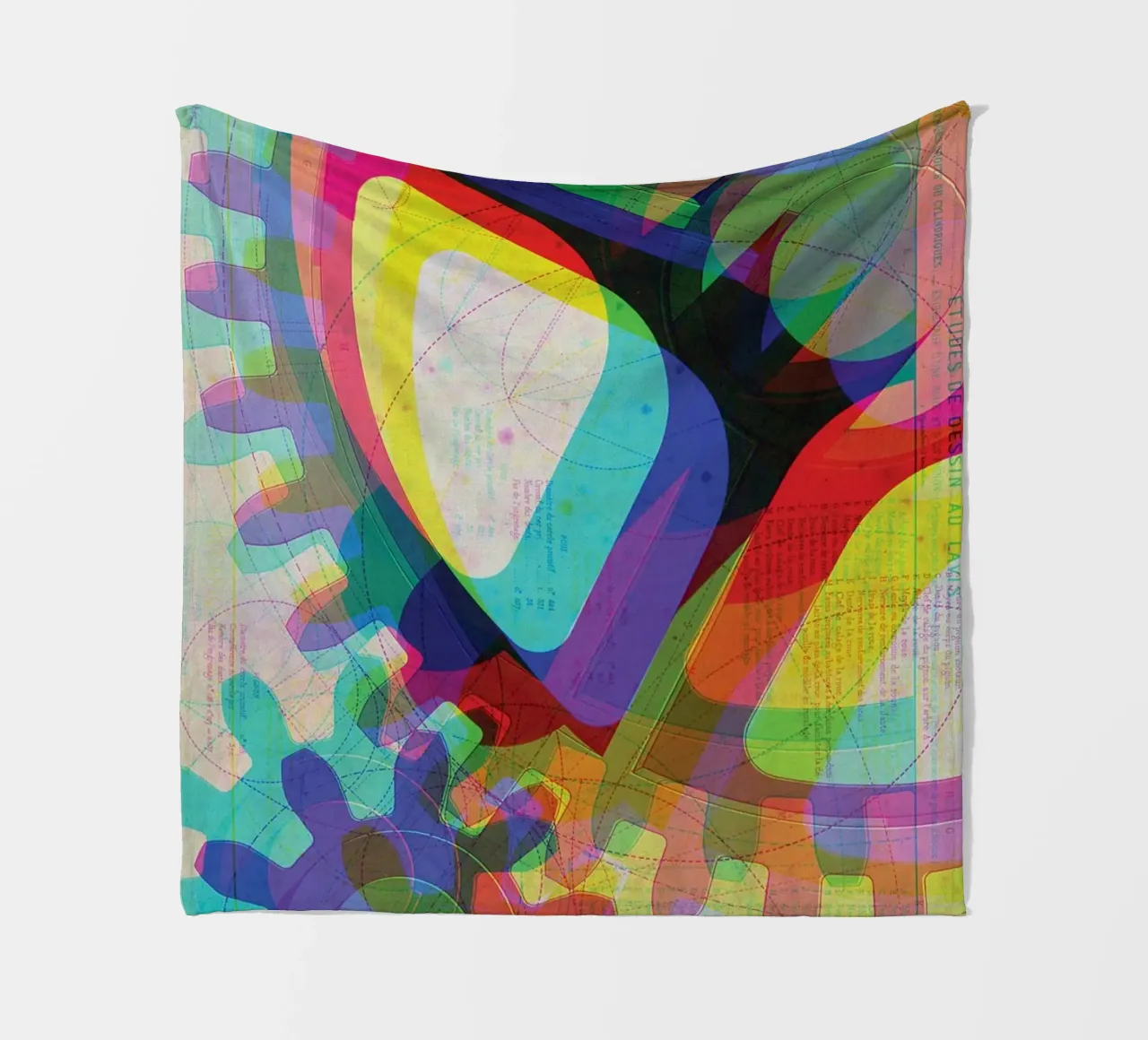 Cog & Color | Press Play Art Print Remix fleece blanket by Press Play Art Prints