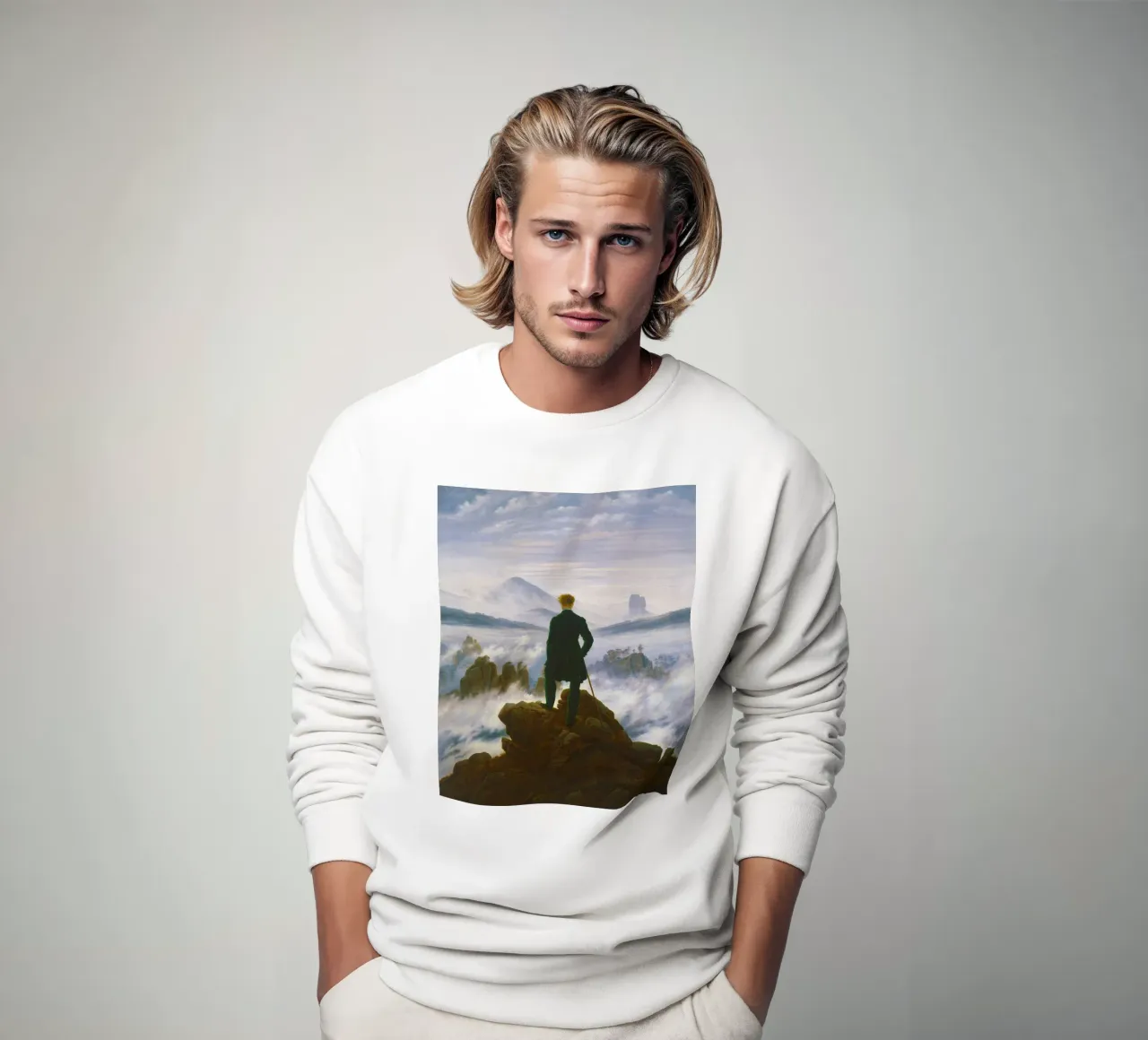 Wanderer above the Sea of Fog by Caspar David Friedrich sweatshirt by Classic Art Prints