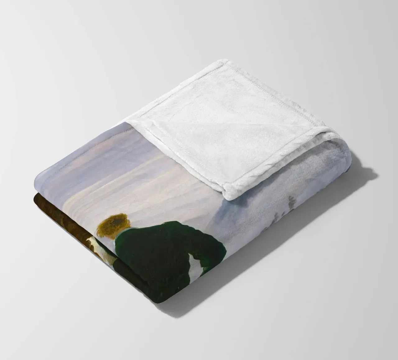 Wanderer above the Sea of Fog by Caspar David Friedrich fleece blanket by Classic Art Prints