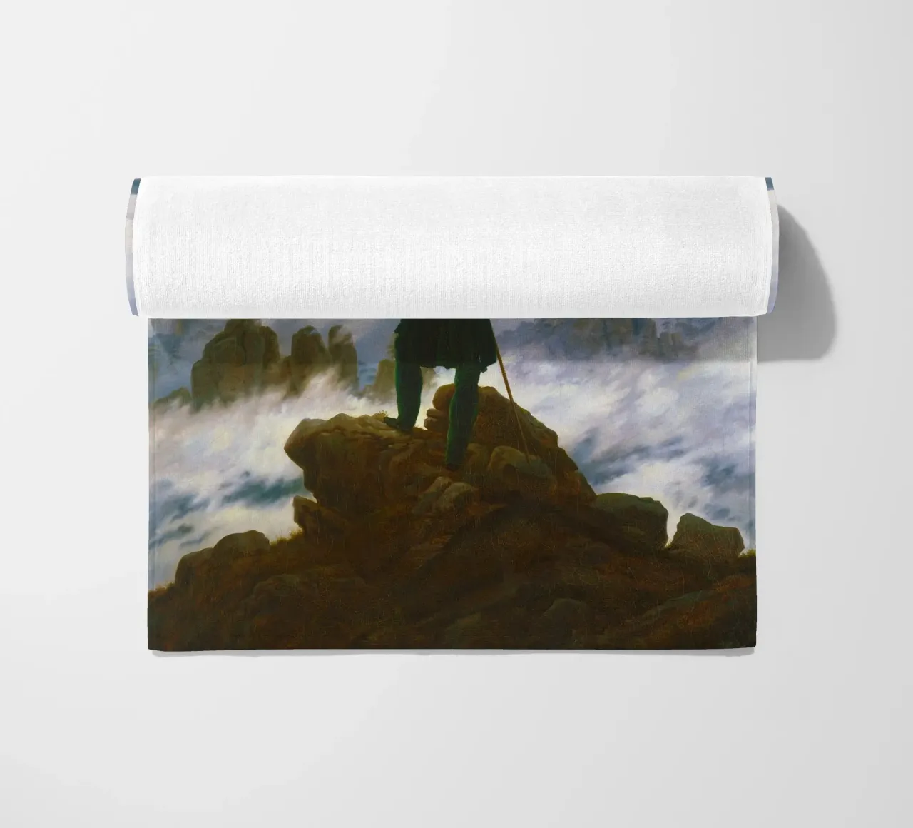 Wanderer above the Sea of Fog by Caspar David Friedrich beach towel by Classic Art Prints