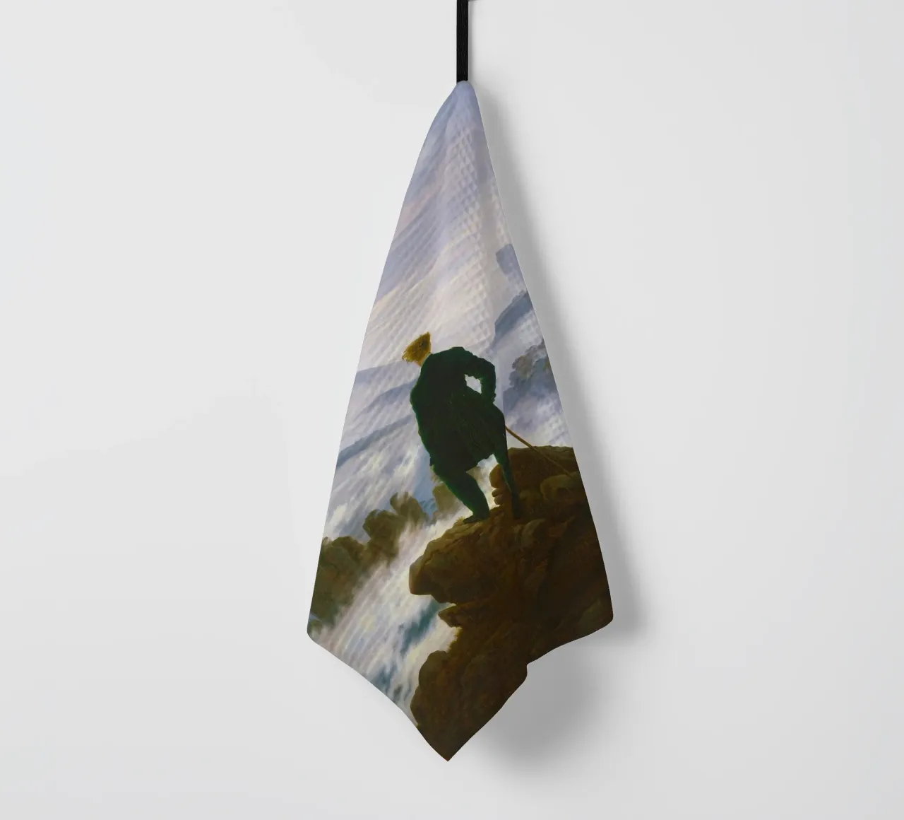 Wanderer above the Sea of Fog by Caspar David Friedrich tea towel by Classic Art Prints