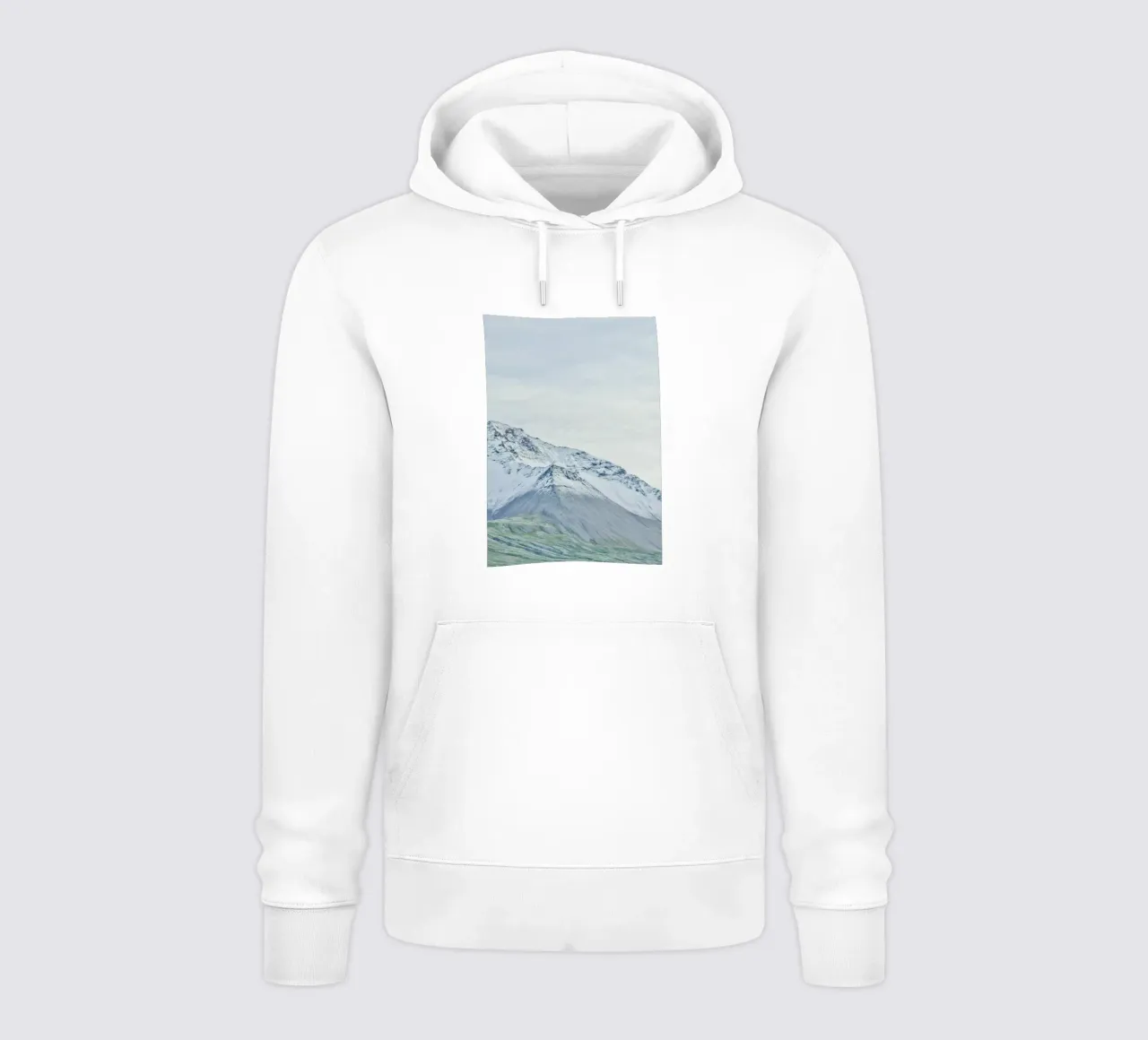 Montagna innevata in Islanda. felpa con cappuccio da KISSA STUDIO