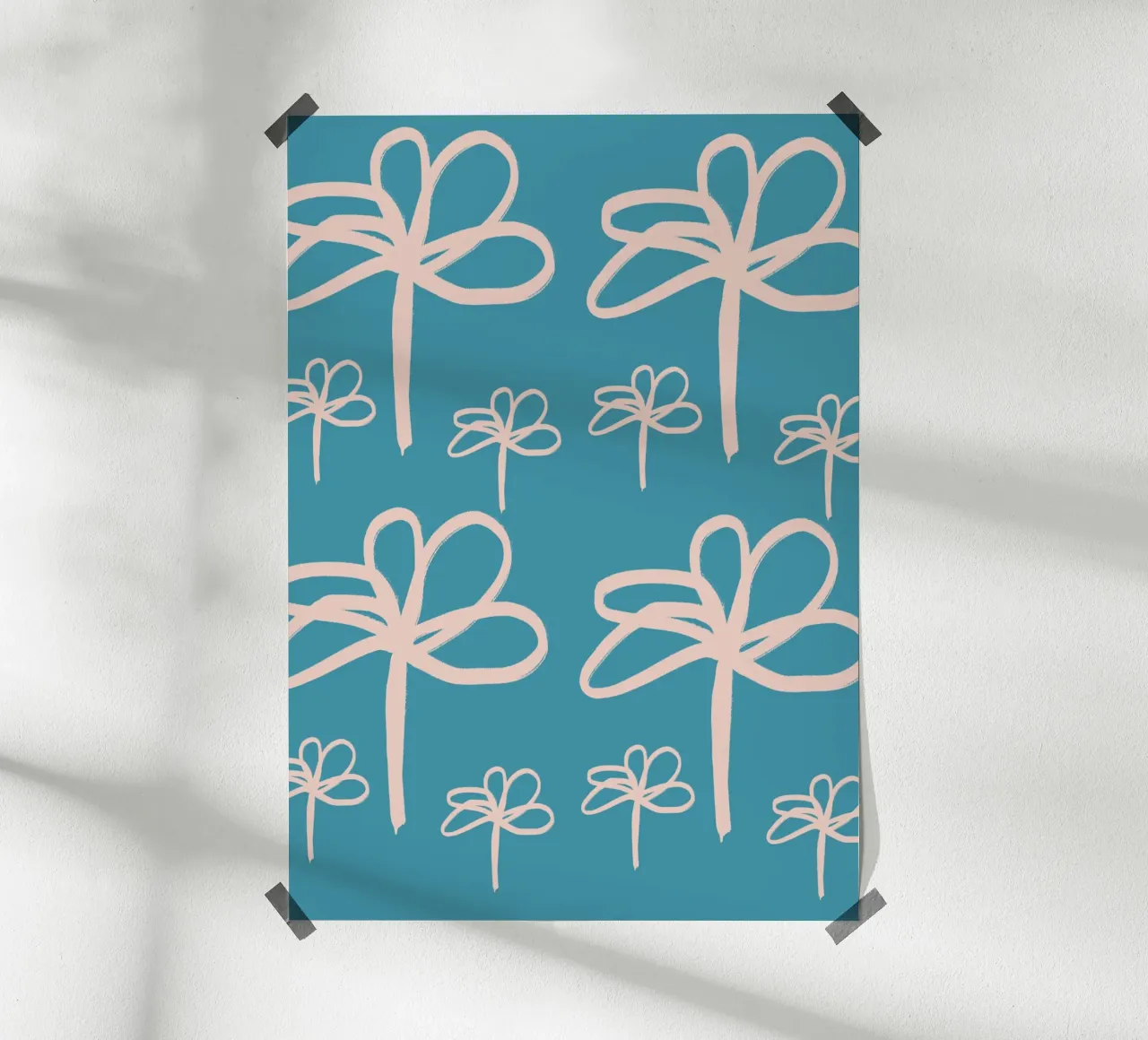 Floral Retro No 01 poster con telaio in plastica da treechild