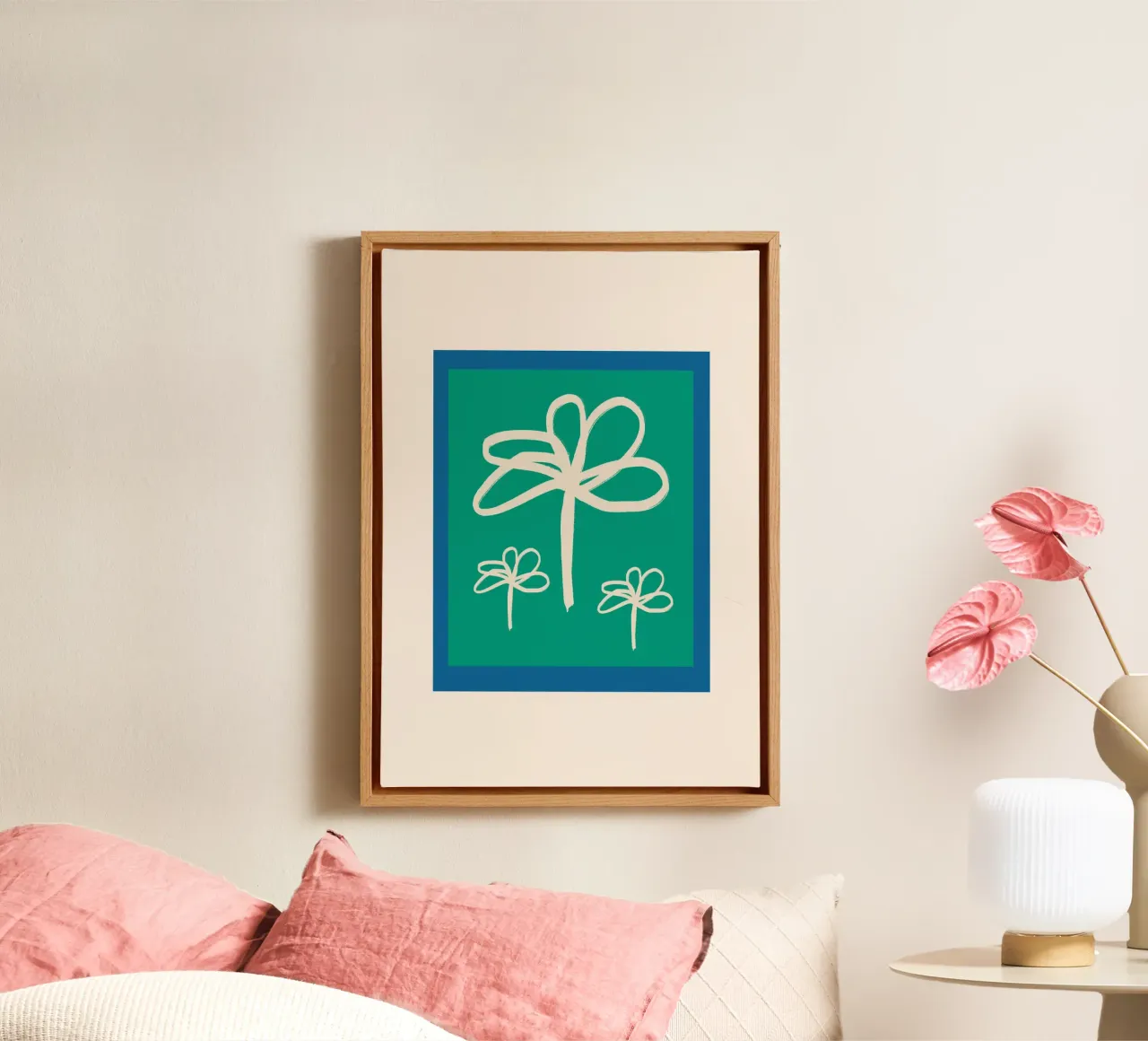 Floral Retro No 02 tela con Cornice a cassetta da treechild