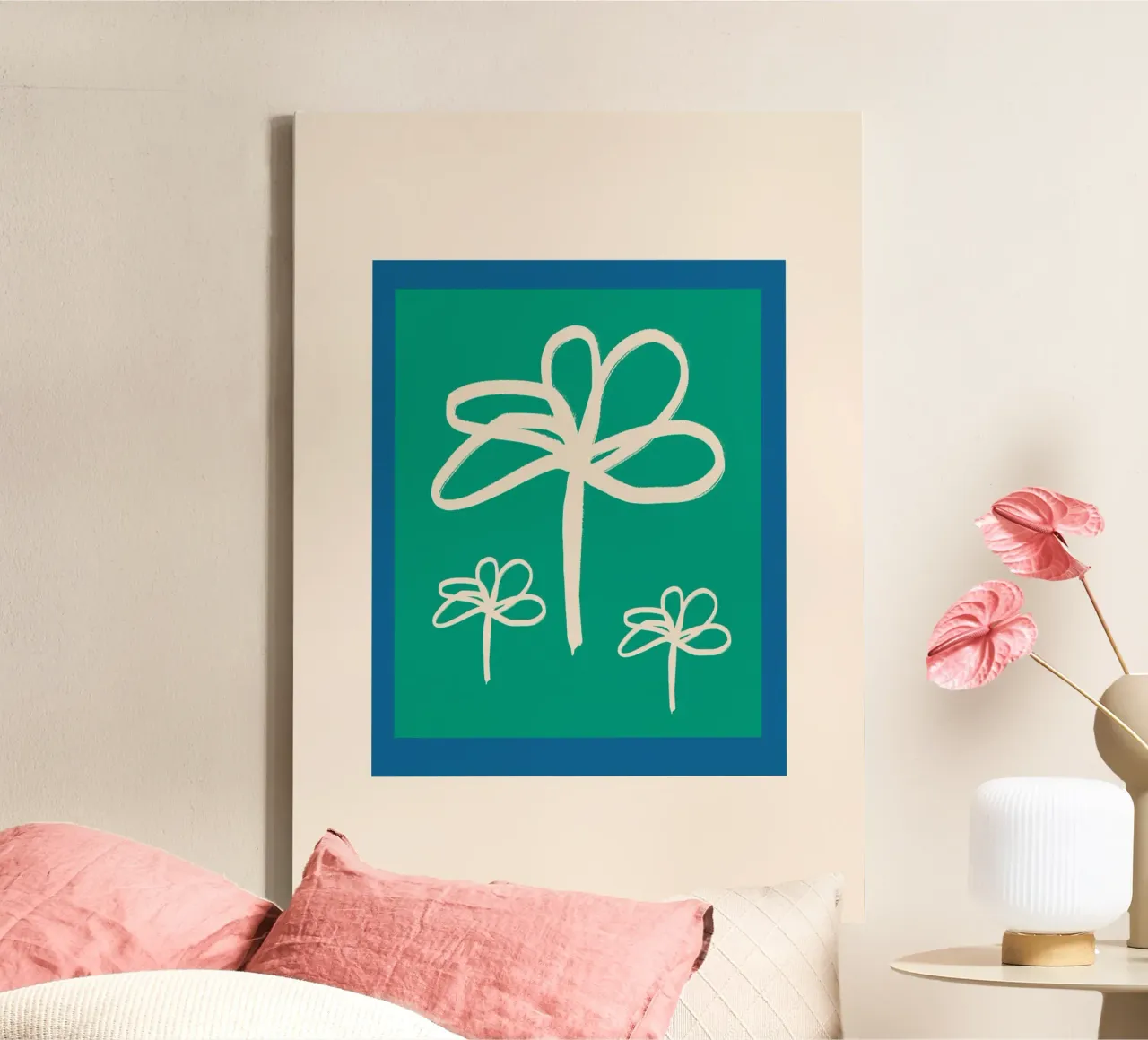 Floral Retro No 02 tela con Cornice a cassetta da treechild