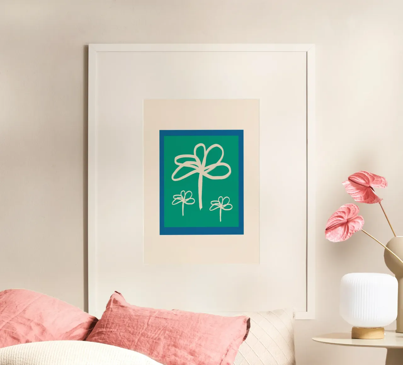 Floral Retro No 02 poster con telaio in plastica da treechild