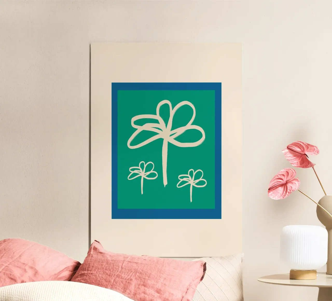 Floral Retro No 02 poster con telaio in plastica da treechild