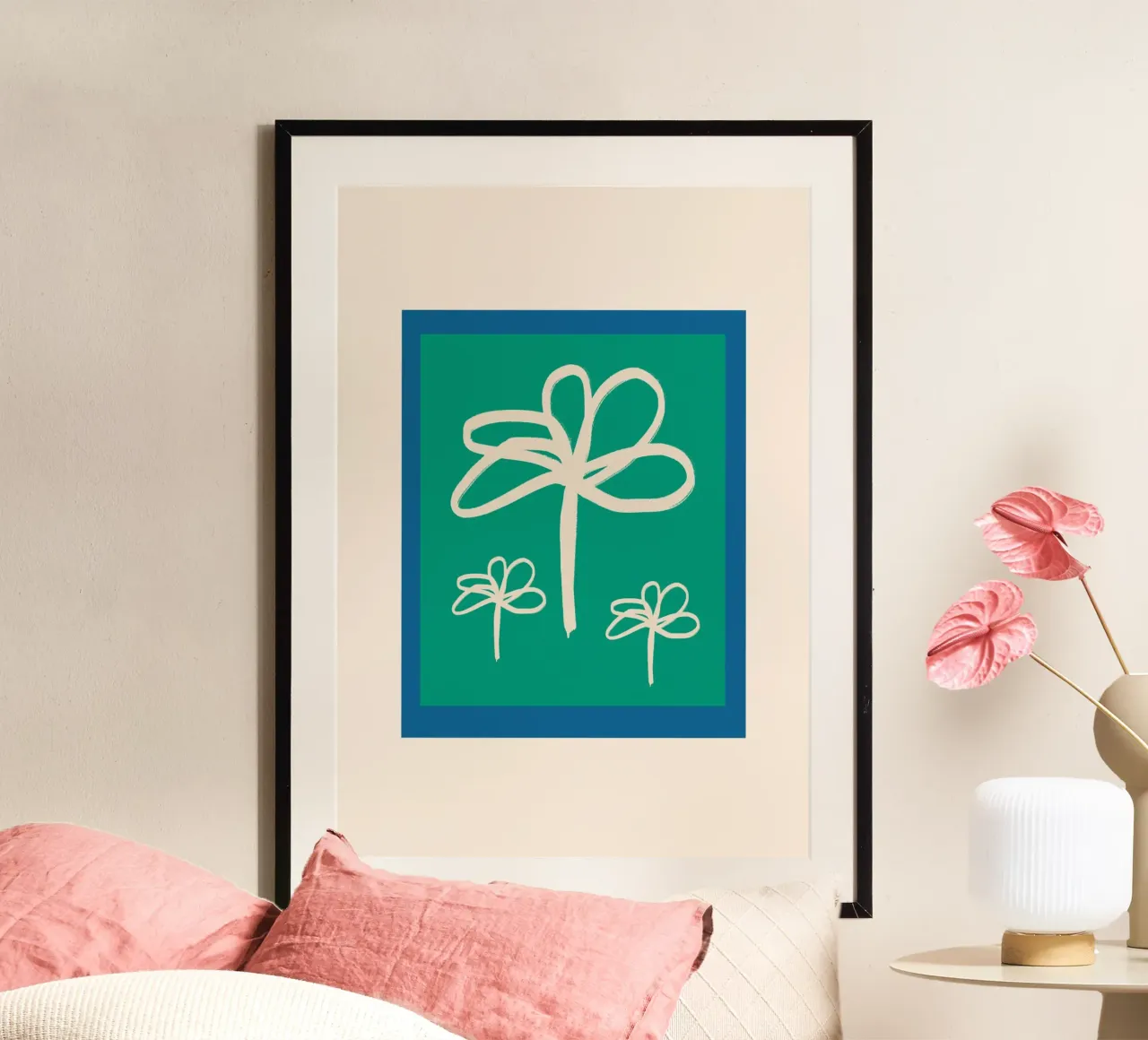 Floral Retro No 02 poster con telaio in plastica da treechild