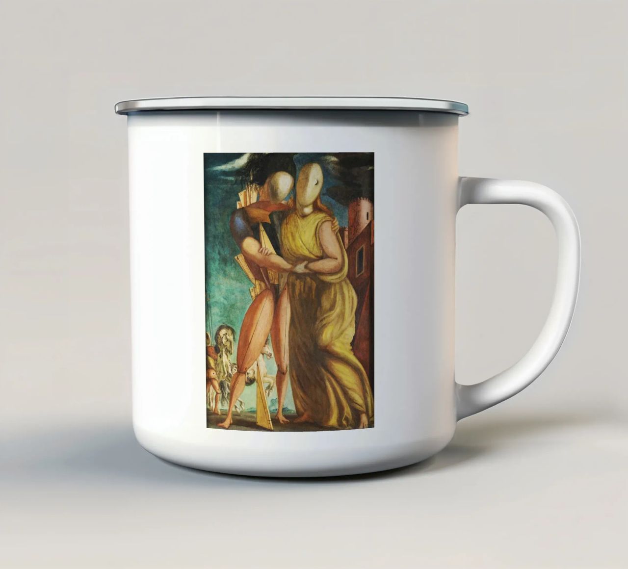 Ettore e Andromaca by Giorgio de Chirico tazza in smalto da Classic Art Prints