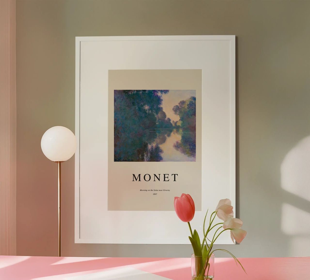 rivière calme aube paysage tranquillité claude monet poster de belong shop