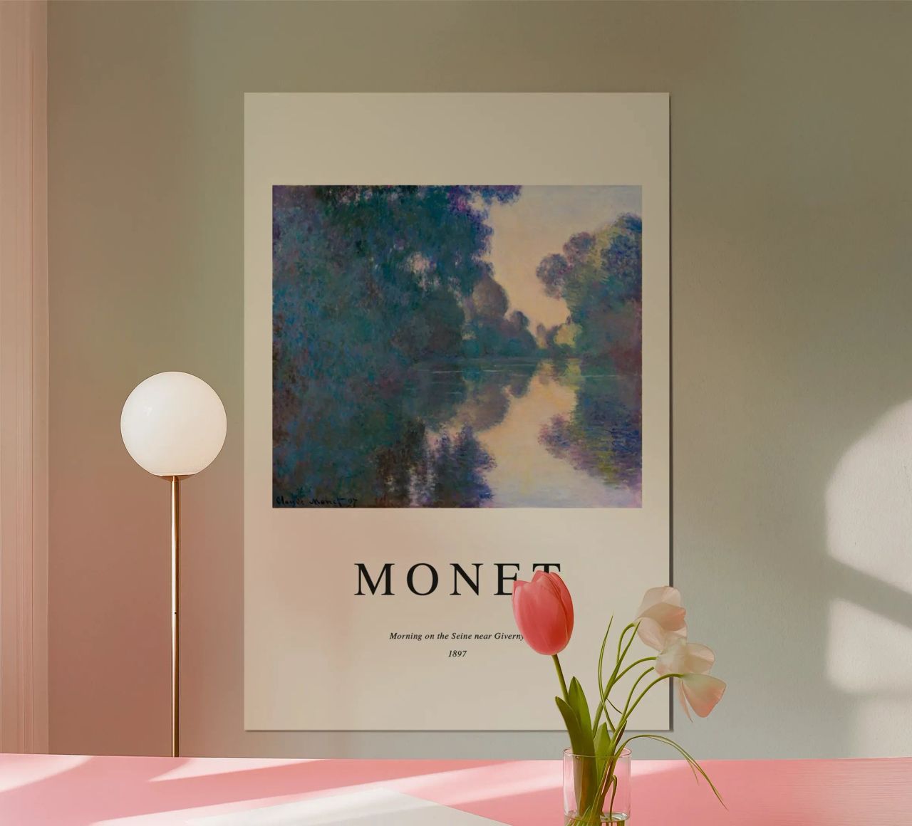 rivière calme aube paysage tranquillité claude monet poster de belong shop