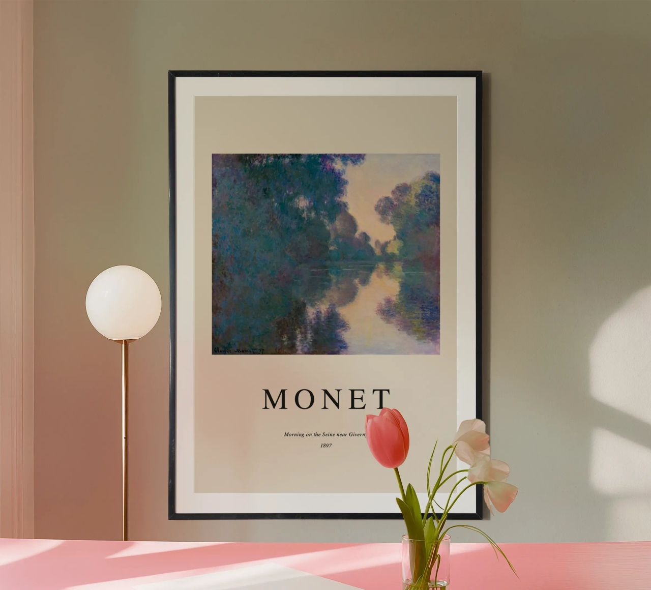 rivière calme aube paysage tranquillité claude monet poster de belong shop