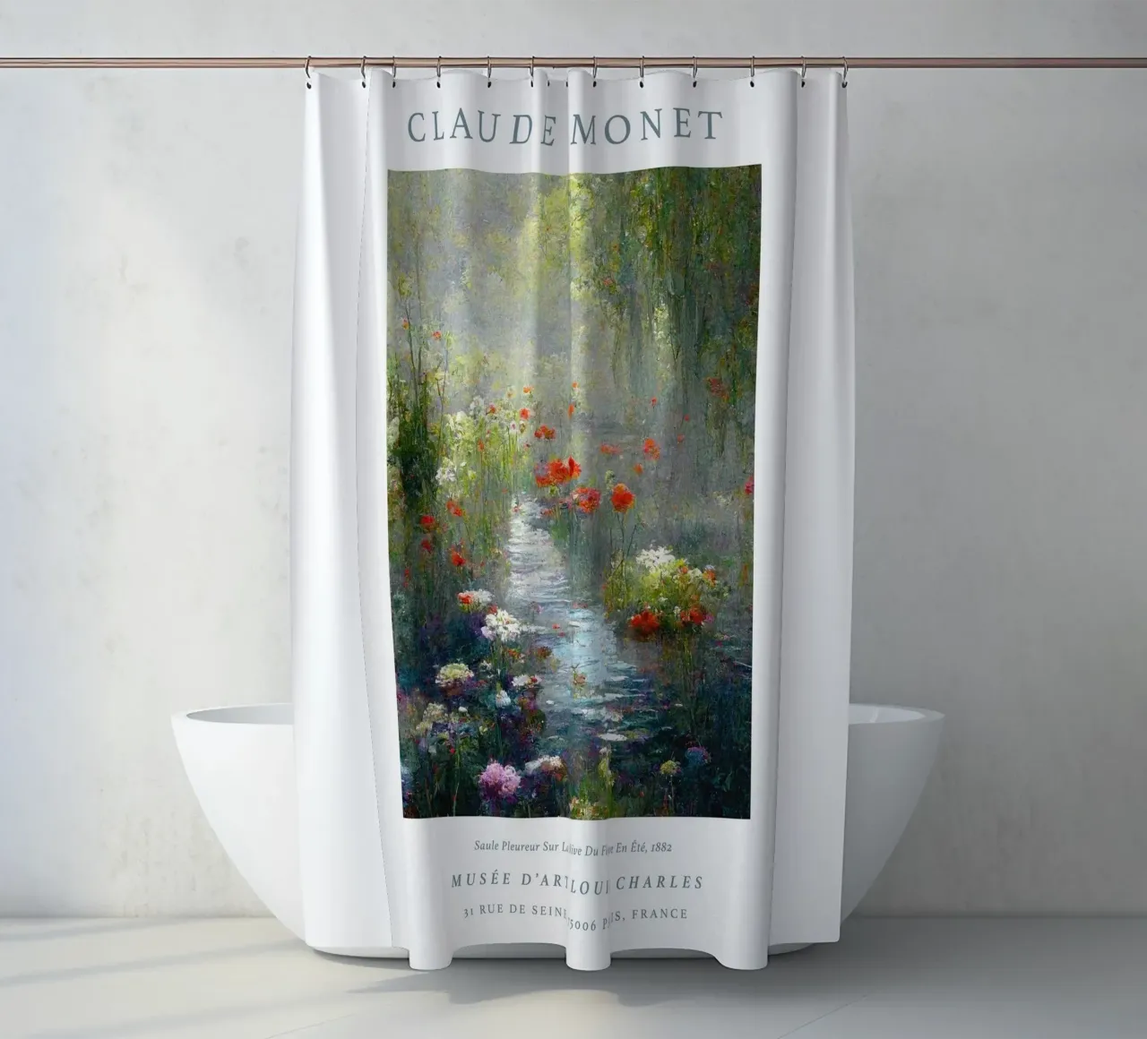 fiume pianta vita flora all'aperto claude monet tenda da doccia da belong shop