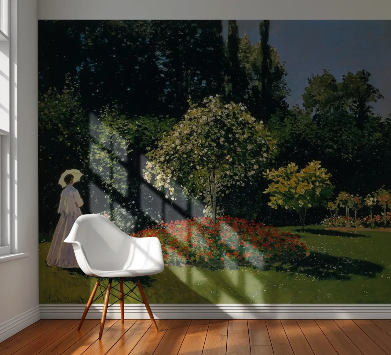 jardin paisaje mujer tranquilidad claude monet papel para pared de belong shop