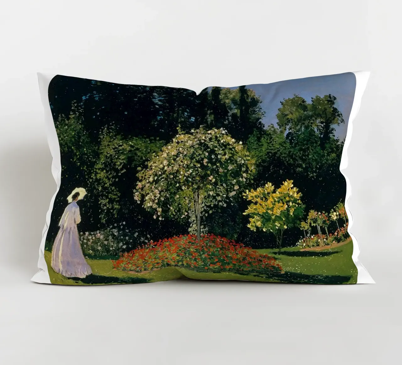 giardino scenico donna tranquillità claude monet cuscino da belong shop