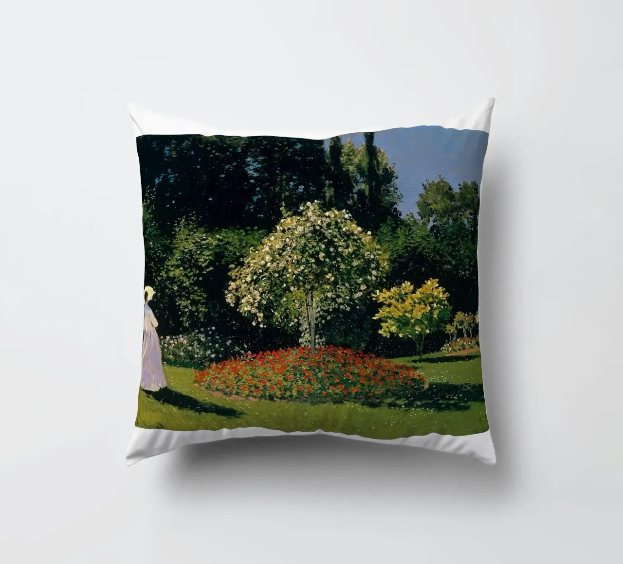 giardino scenico donna tranquillità claude monet cuscino da belong shop
