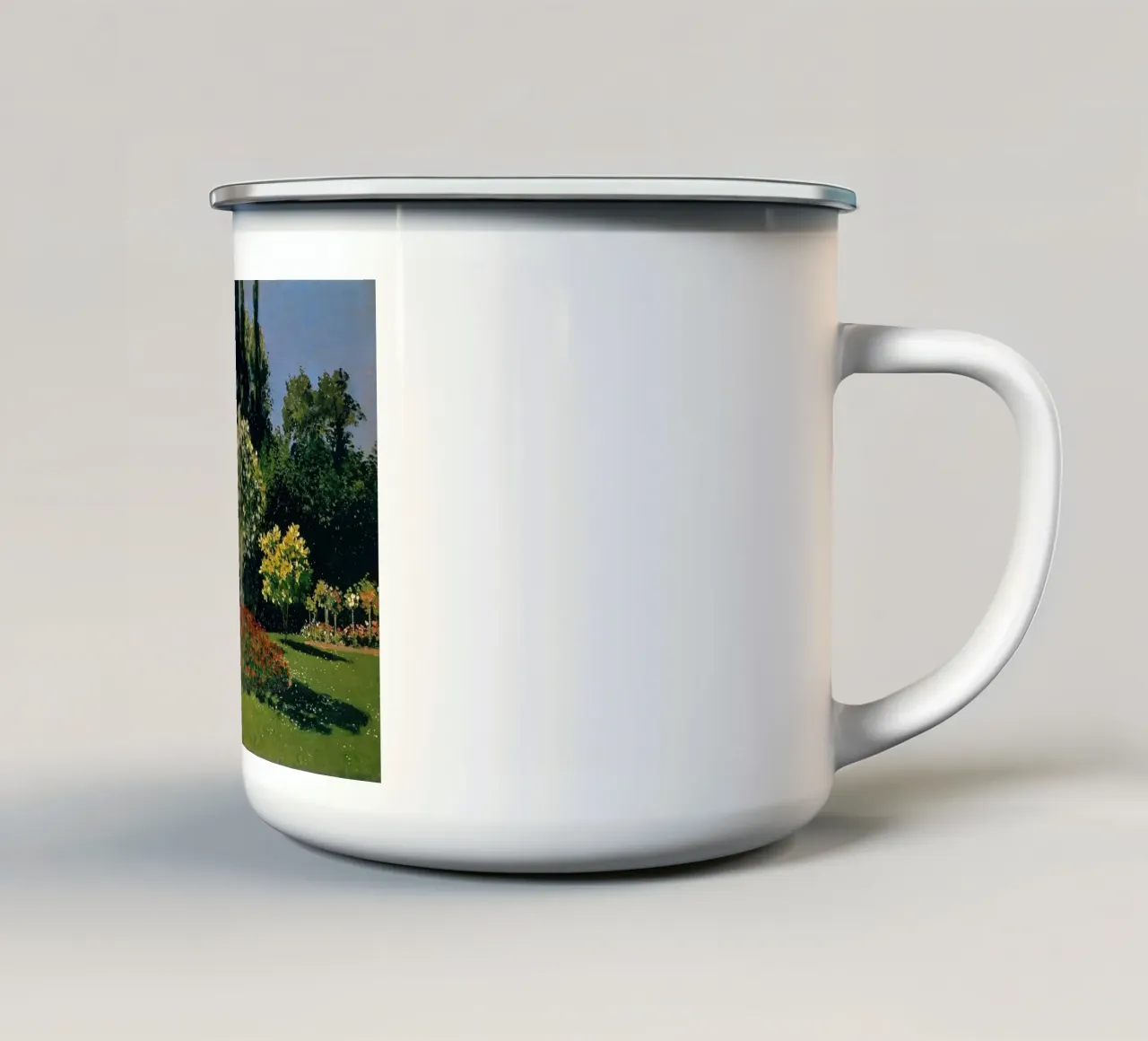 giardino scenico donna tranquillità claude monet tazza in smalto da belong shop