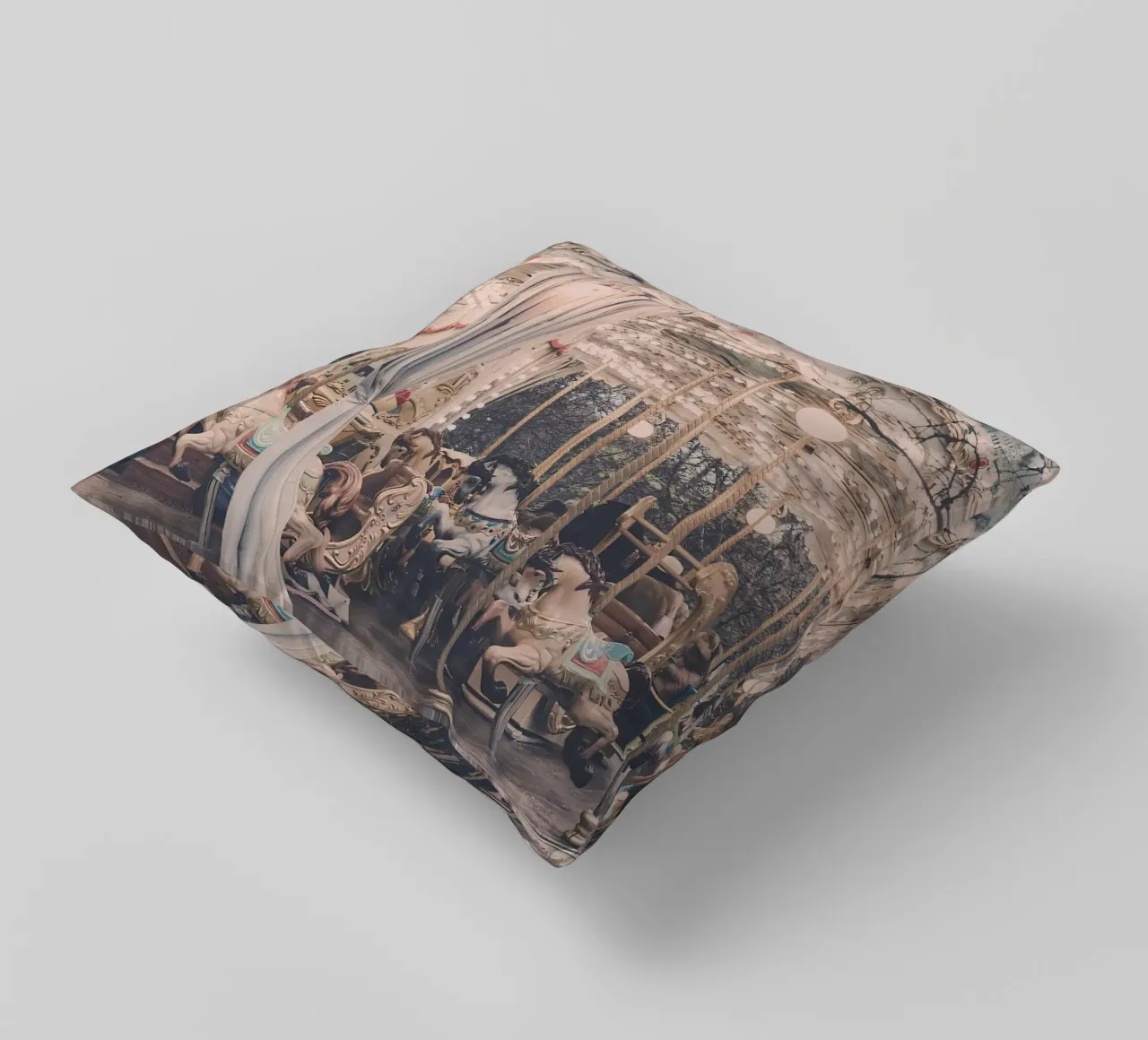 Paris Winter Carousel decorative cushion by GraceDigitalArtCo