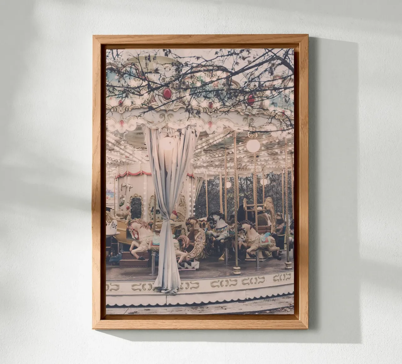 Paris Winter Carousel alu-dibond by GraceDigitalArtCo