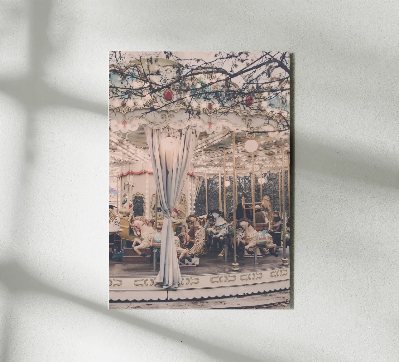 Paris Winter Carousel alu-dibond by GraceDigitalArtCo
