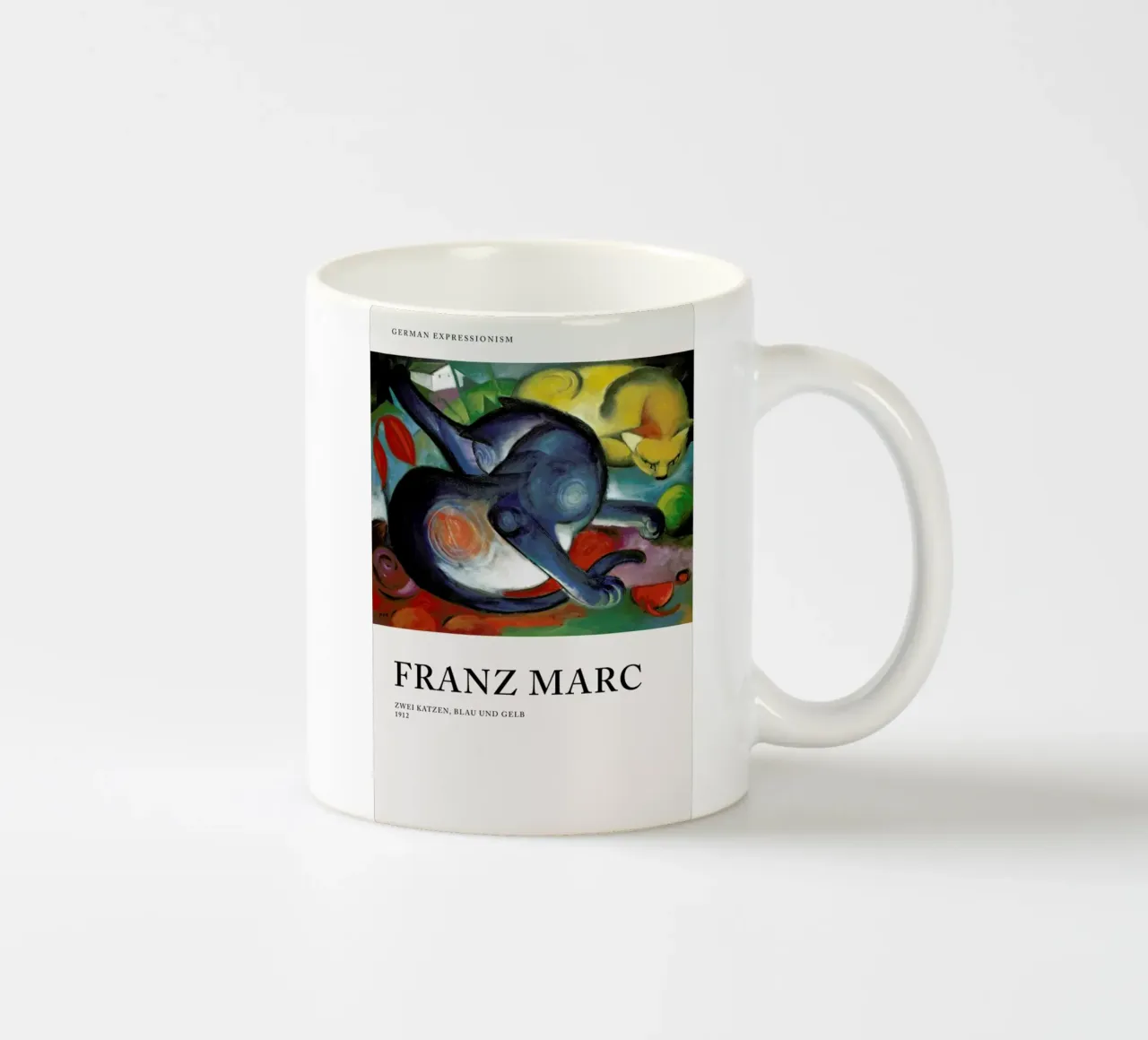 Marc - Zwei Katzen, Blau und Gelb tazza in ceramica da Vintage by JUNIQE