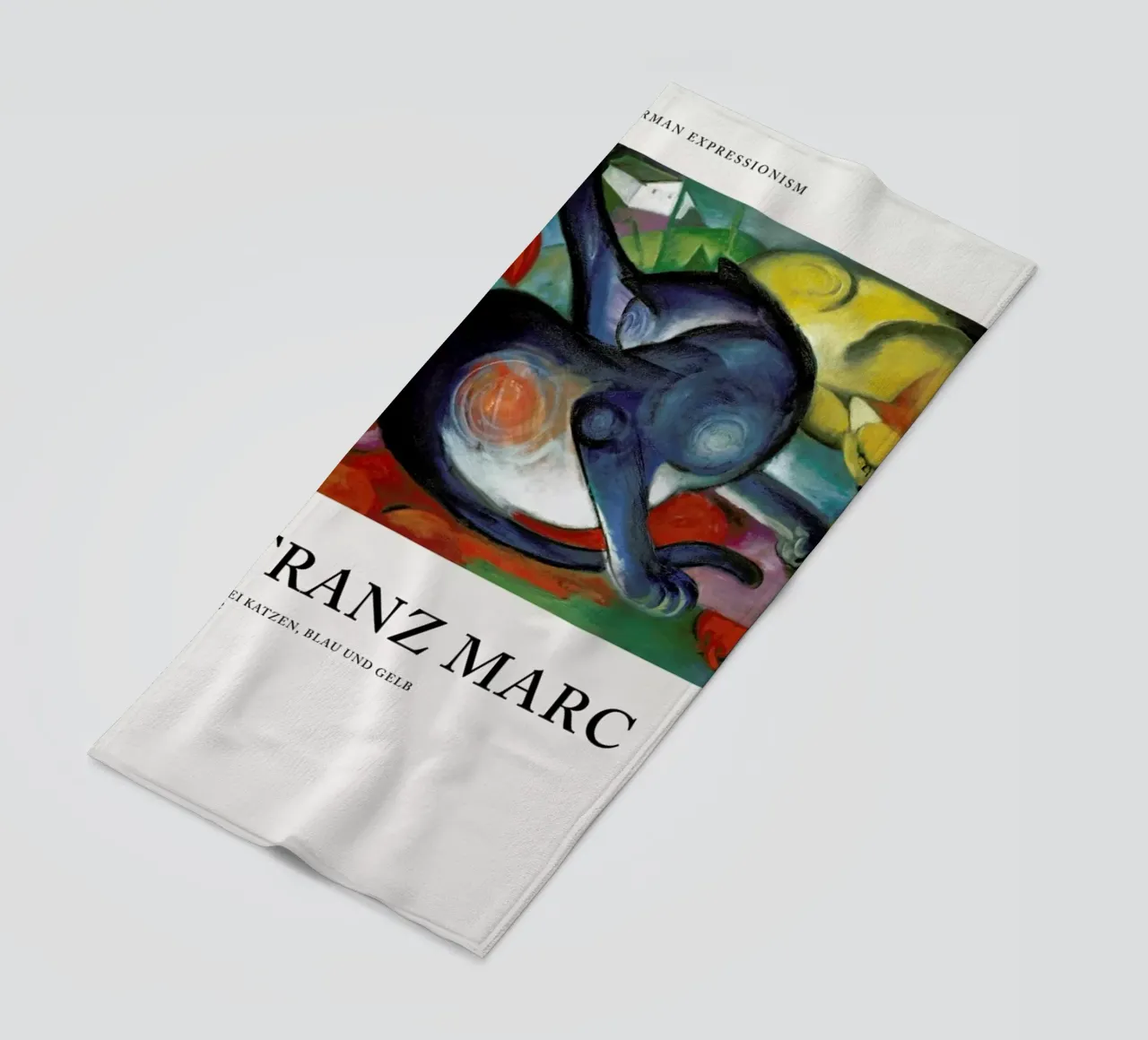 Marc - Zwei Katzen, Blau und Gelb telo mare da Vintage by JUNIQE
