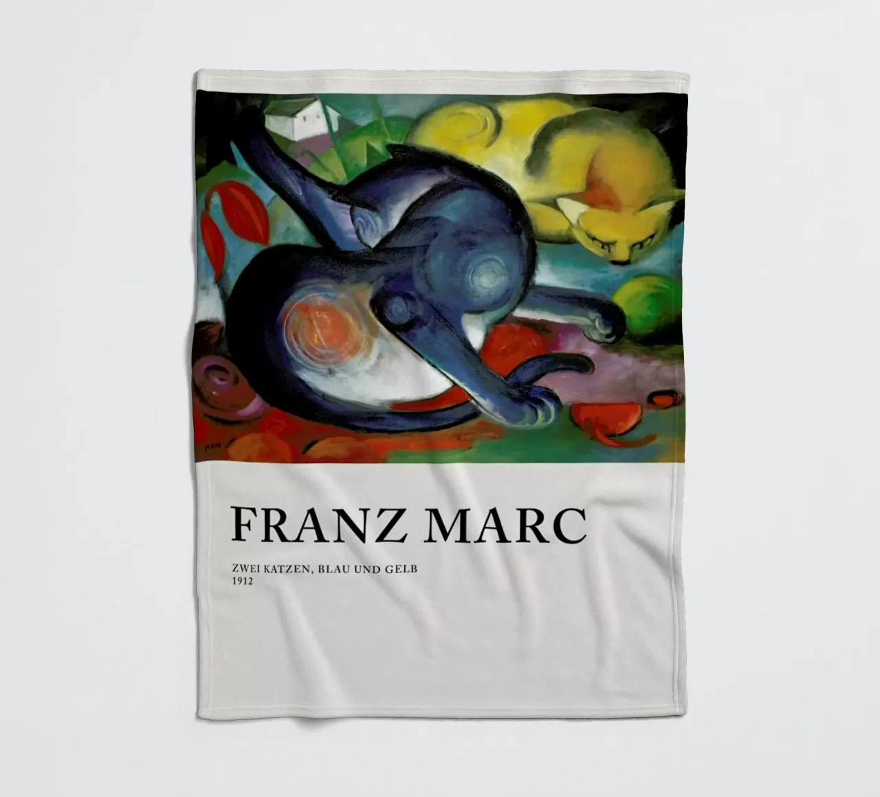Marc - Zwei Katzen, Blau und Gelb coperta in pile da Vintage by JUNIQE