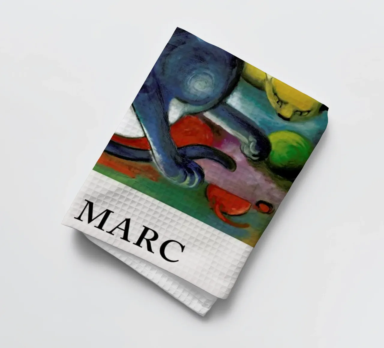 Marc - Zwei Katzen, Blau und Gelb canovaccio da cucina da Vintage by JUNIQE