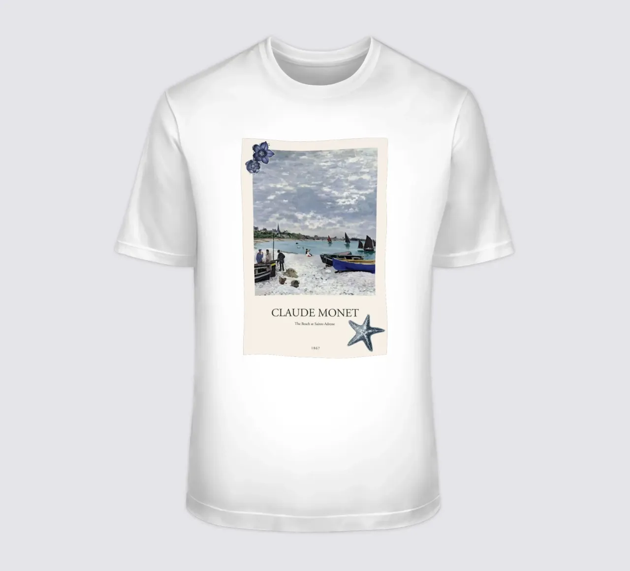 beach distant town natural light claude monet t-shirt by belong shop