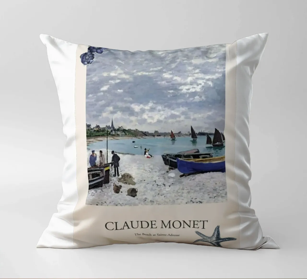 spiaggia città lontana luce naturale claude monet cuscino da belong shop