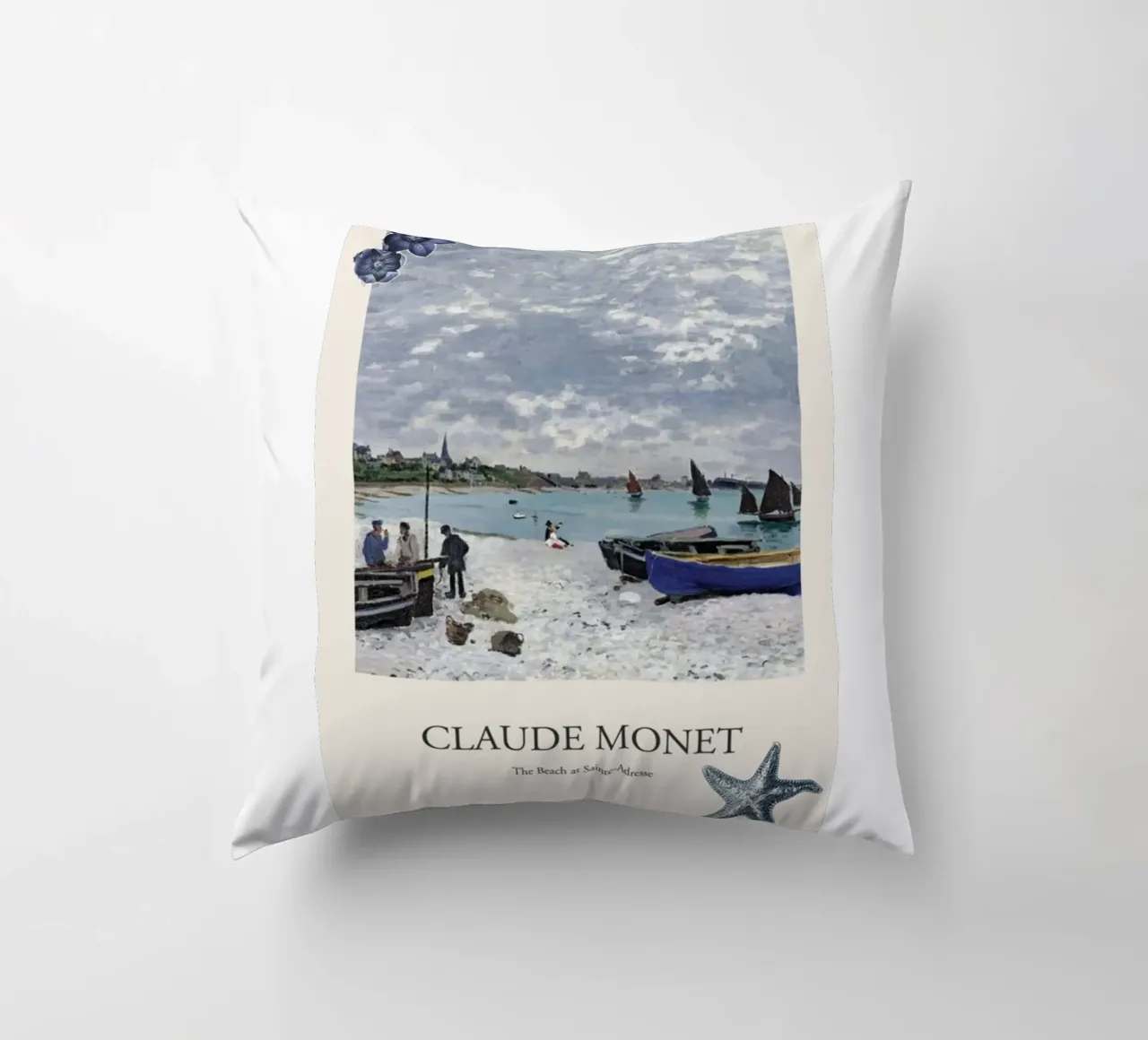spiaggia città lontana luce naturale claude monet cuscino da belong shop