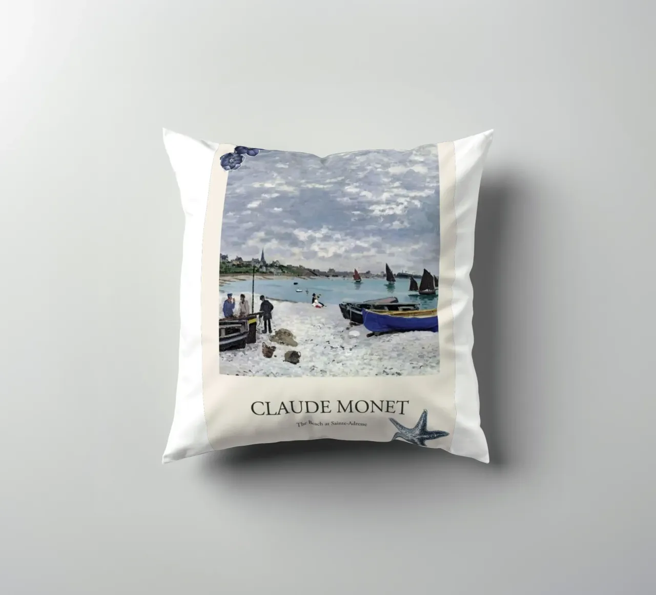 spiaggia città lontana luce naturale claude monet cuscino da belong shop