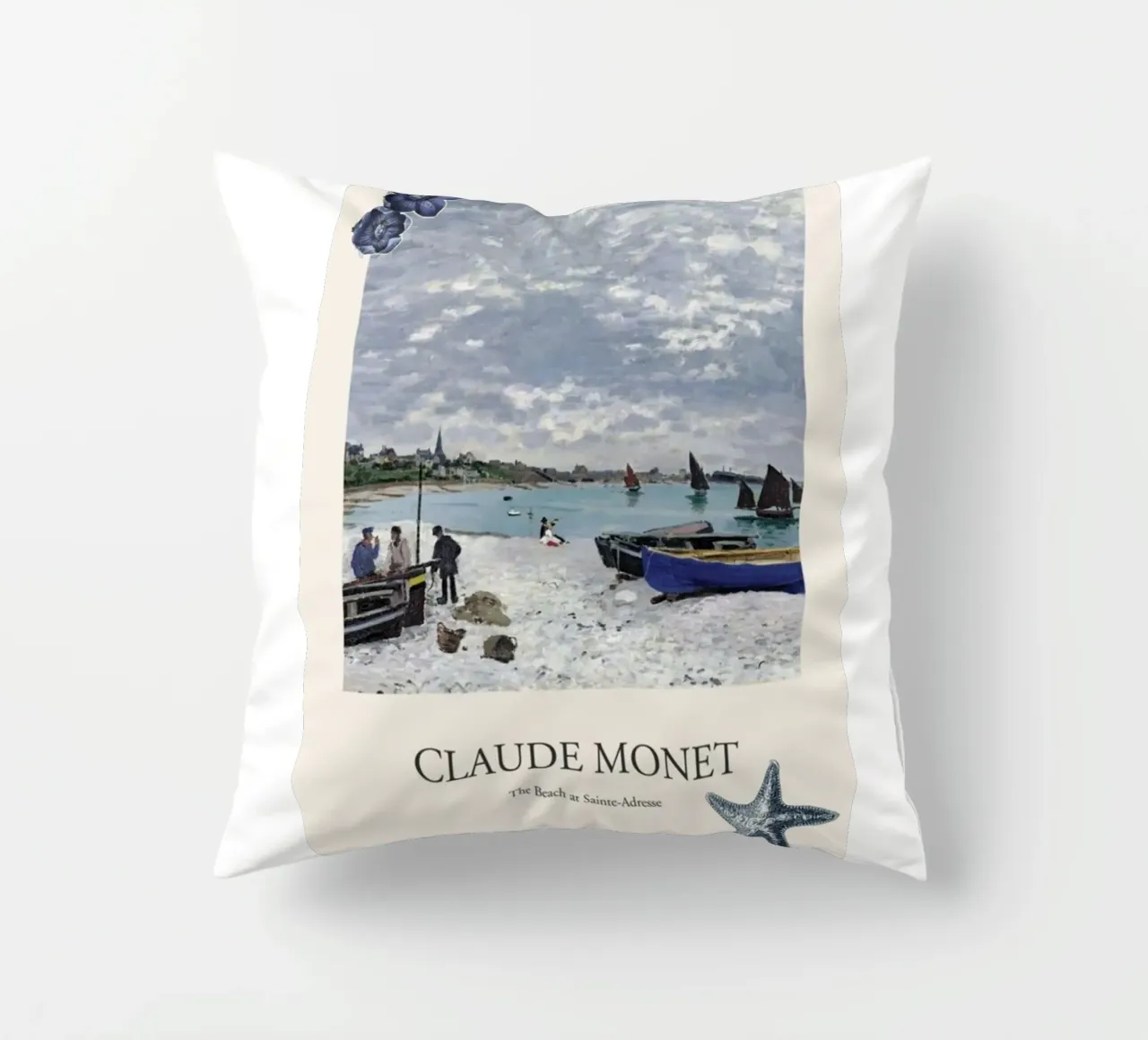 spiaggia città lontana luce naturale claude monet cuscino da belong shop