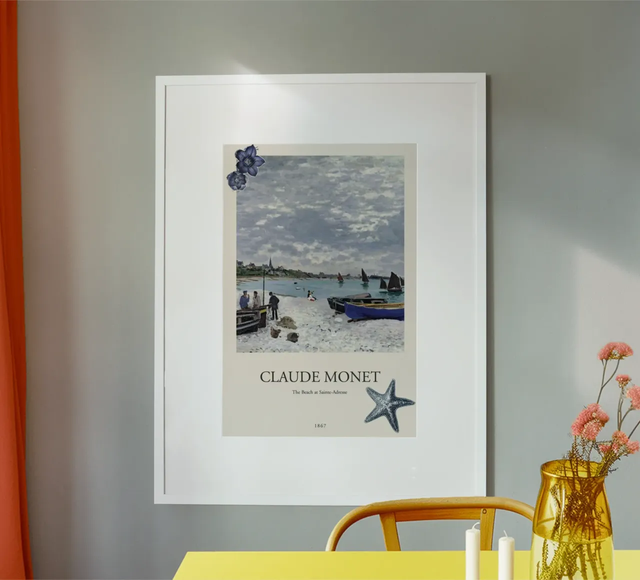 beach distant town natural light claude monet poster by belong shop